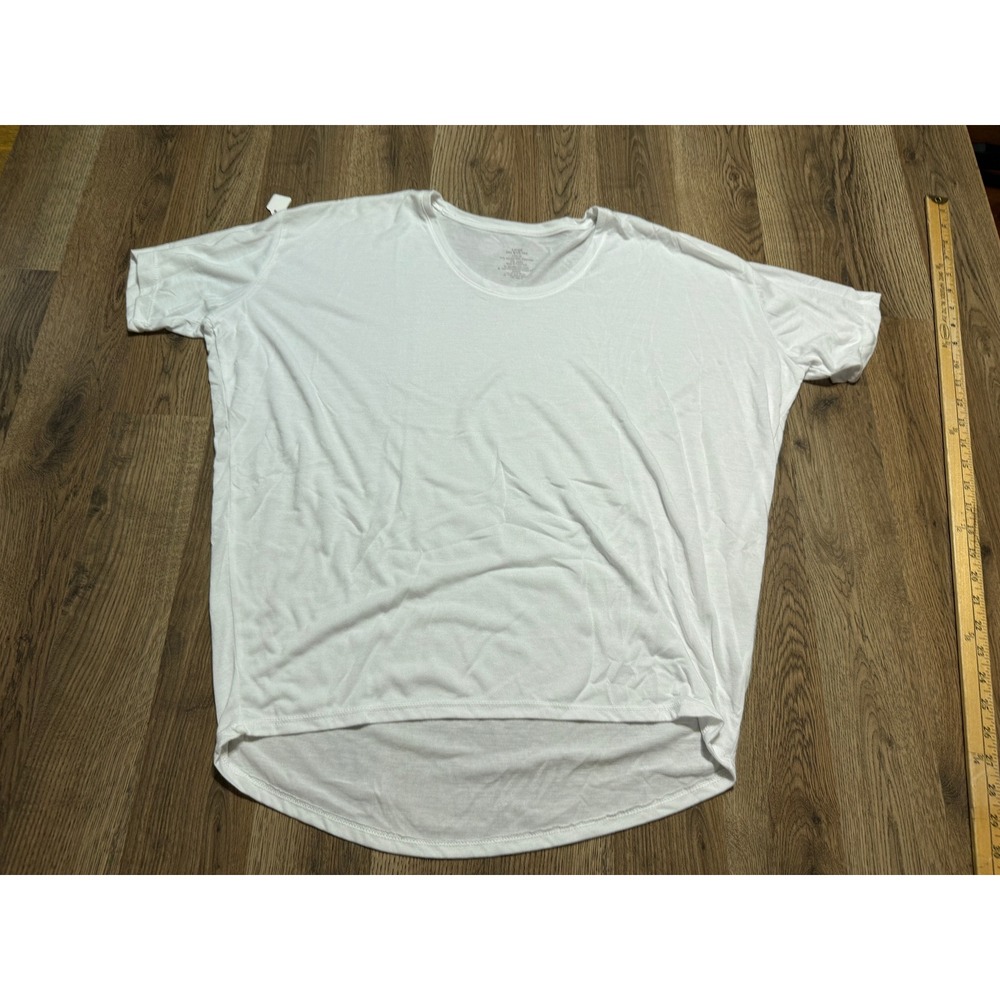 LuLaRoe Shirt Womens Size Large White Dolman Tee High Low Hem Short Sleeve